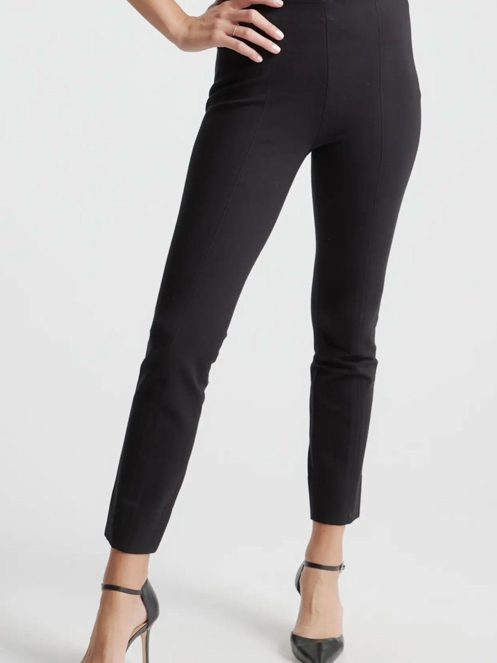 Quince Ultra Stretch Ponte Pintuck Ankle Pant - Charcoal M